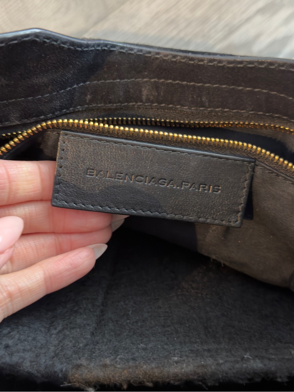 Authentic Balenciaga Black Suede CITY Bag with Gold Hardware - Picture 11 of 12